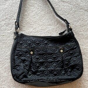 CLASSIC Vera Bradley Black Quilted Nylon Shoulder Bag EUC
